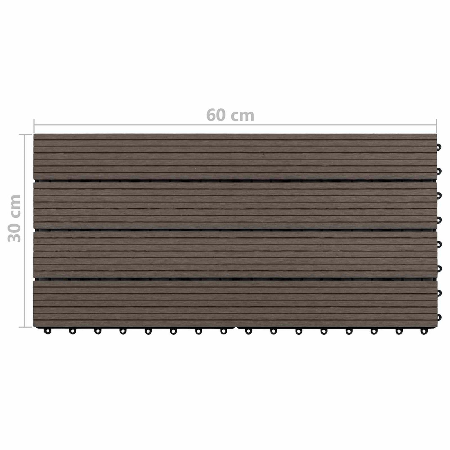 Decking Tile 6 pcs Dark Brown 60 x 30 cm WPC