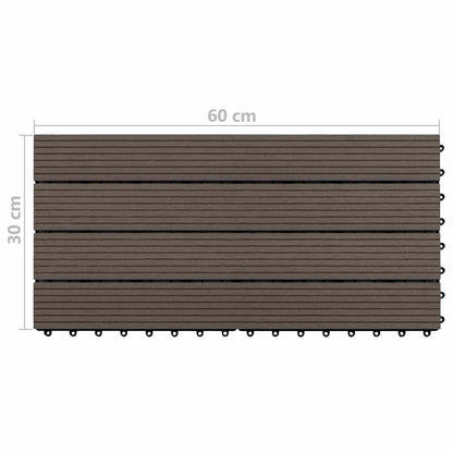 Decking Tile 6 pcs Dark Brown 60 x 30 cm WPC