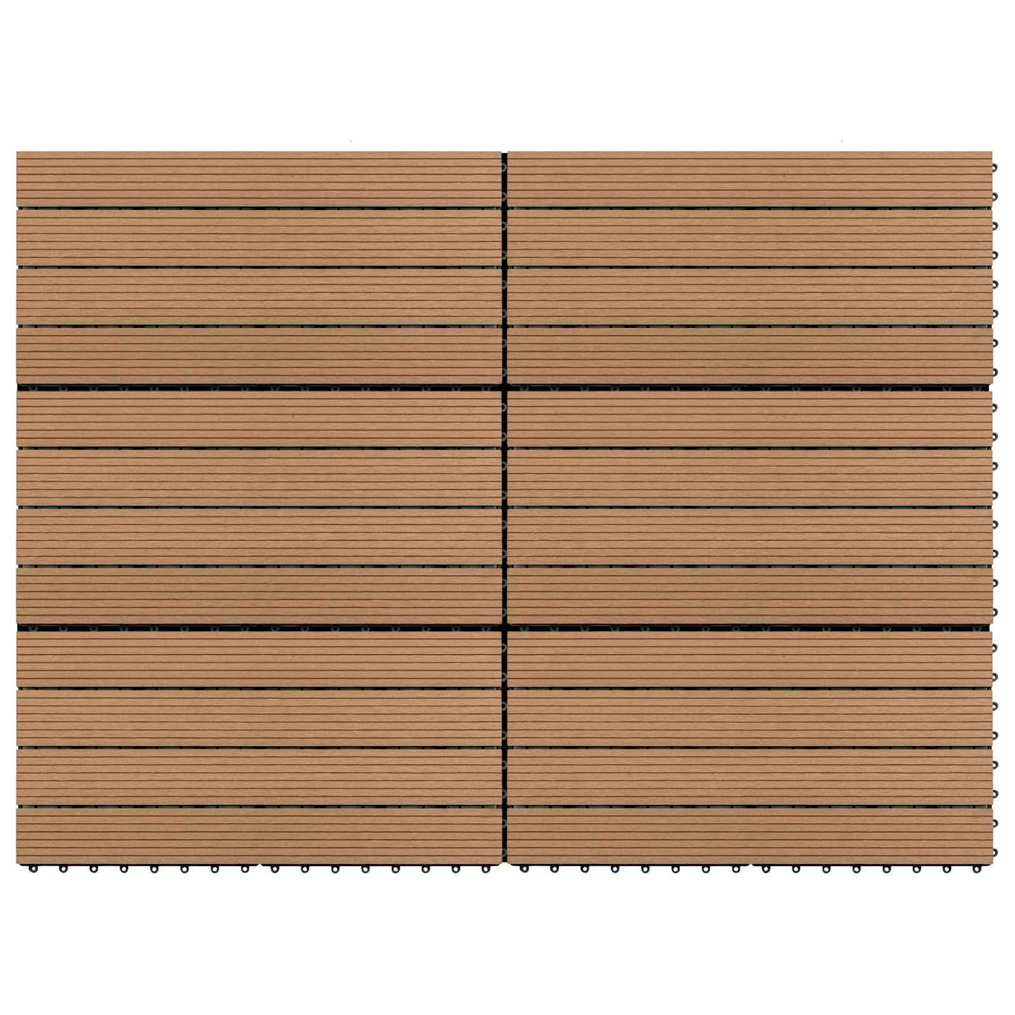 Decking Tile 6 pcs Brown 60 x 30 cm WPC