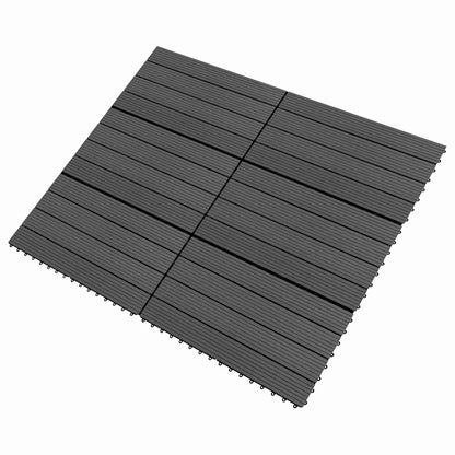 Decking Tile 6 pcs Black 60 x 30 cm WPC
