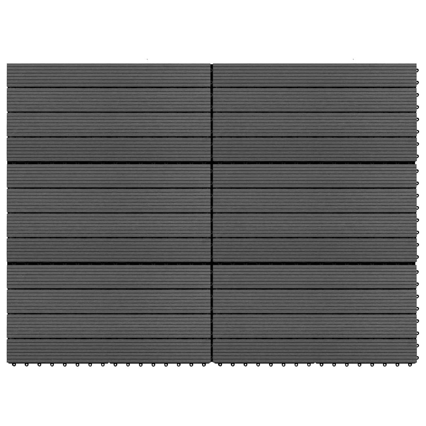 Decking Tile 6 pcs Black 60 x 30 cm WPC