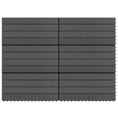 Decking Tile 6 pcs Black 60 x 30 cm WPC
