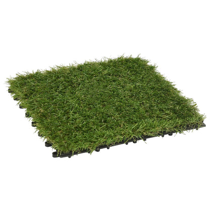 Close-up of Artificial Grass Tiles 11 pcs Green 30x30 cm, highlighting the dense texture and vibrant colour.