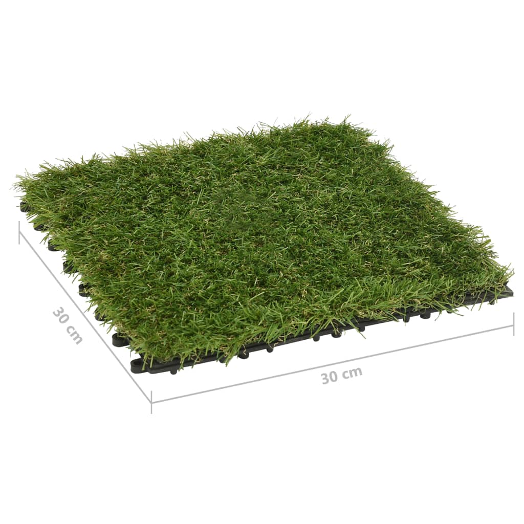 Artificial Grass Tiles 11 pcs Green 30x30 cm - Dense and realistic turf tiles for maintenance-free lawn, perfect for indoor or outdoor use.