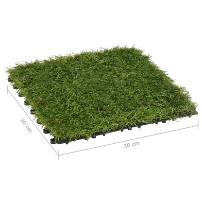 Artificial Grass Tiles 11 pcs Green 30x30 cm - Dense and realistic turf tiles for maintenance-free lawn, perfect for indoor or outdoor use.