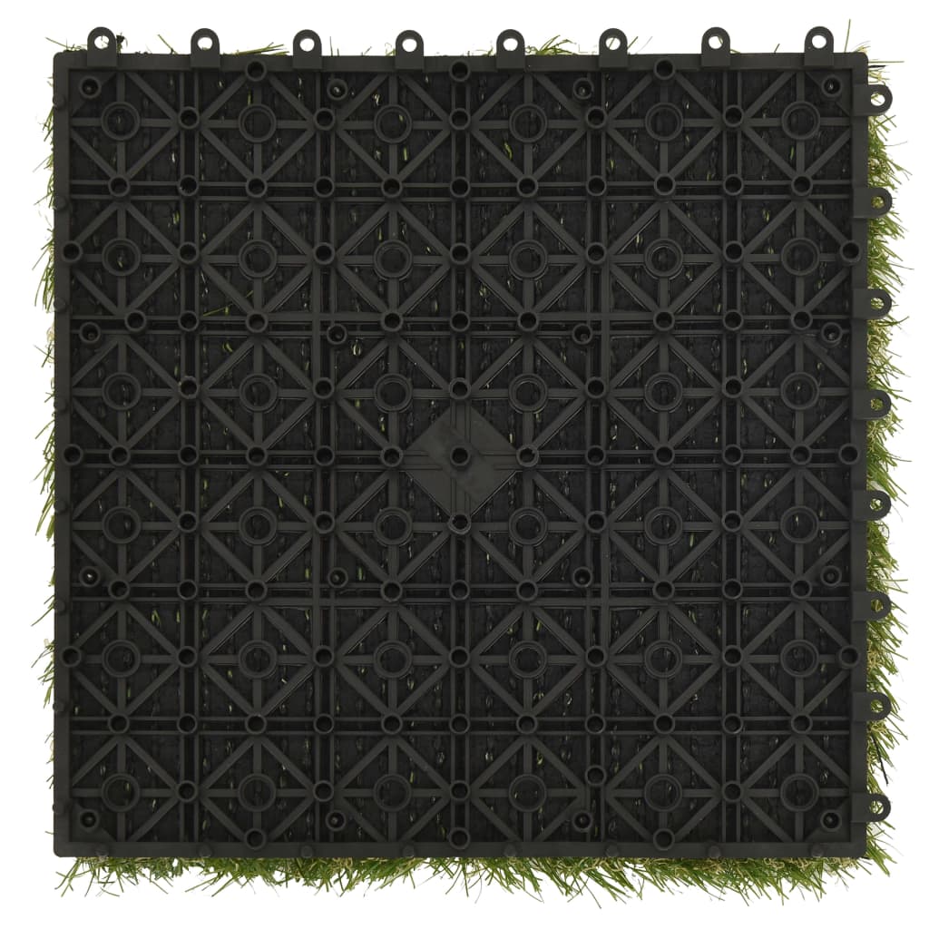 Overall view of Artificial Grass Tiles 22 pcs Green 30x30 cm arranged to cover a total area of 1.98 m² for a lush green effect.