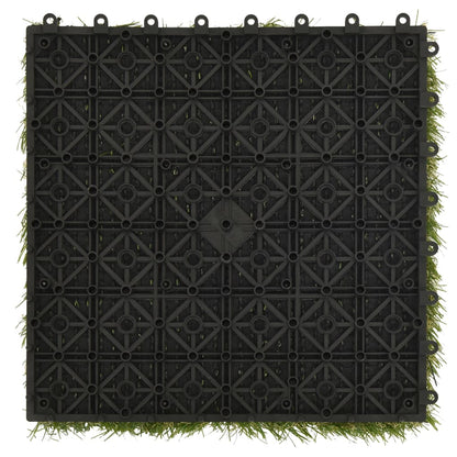 Overall view of Artificial Grass Tiles 22 pcs Green 30x30 cm arranged to cover a total area of 1.98 m² for a lush green effect.