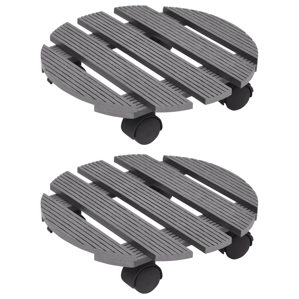 Plant Trolleys 2 pcs Grey Ø30x7.5 cm WPC