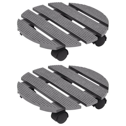 Plant Trolleys 2 pcs Grey Ø30x7.5 cm WPC