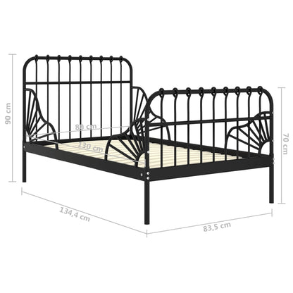 Extendable Bed Frame | Black | Powder-coated metal | Single | Extendable