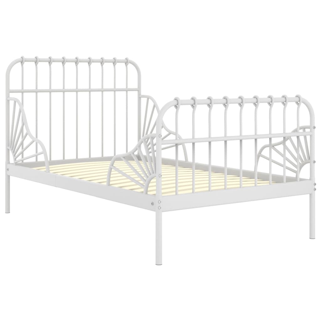 Extendable Bed Frame | White | Powder-coated metal | Single