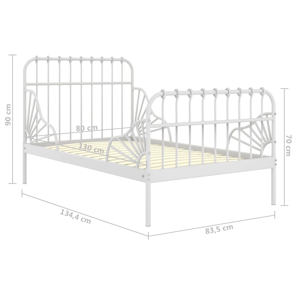 Extendable Bed Frame | White | Powder-coated metal | Single