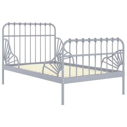 Extendable Bed Frame without Mattress Grey Metal 80x130/200 cm