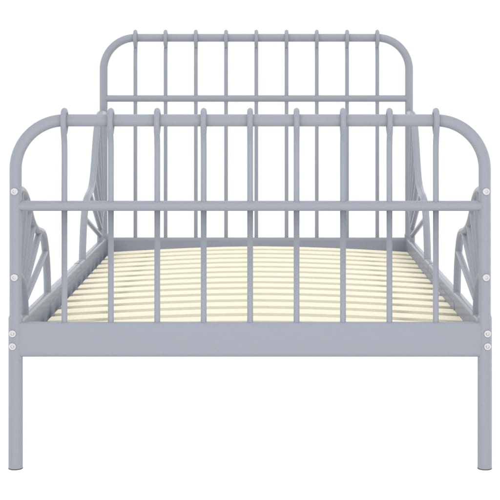Extendable Bed Frame without Mattress Grey Metal 80x130/200 cm