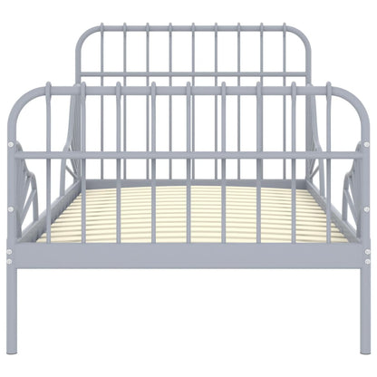 Extendable Bed Frame without Mattress Grey Metal 80x130/200 cm