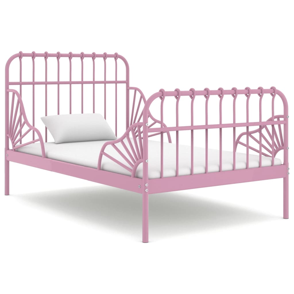 Extendable Bed Frame | Pink | Powder-coated metal | Single | Extendable