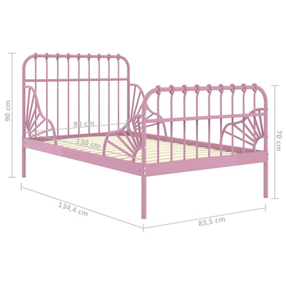Extendable Bed Frame | Pink | Powder-coated metal | Single | Extendable