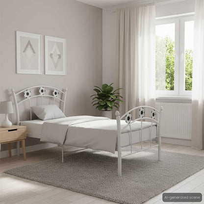 Bed Frame without Mattress White Metal 90x200 cm