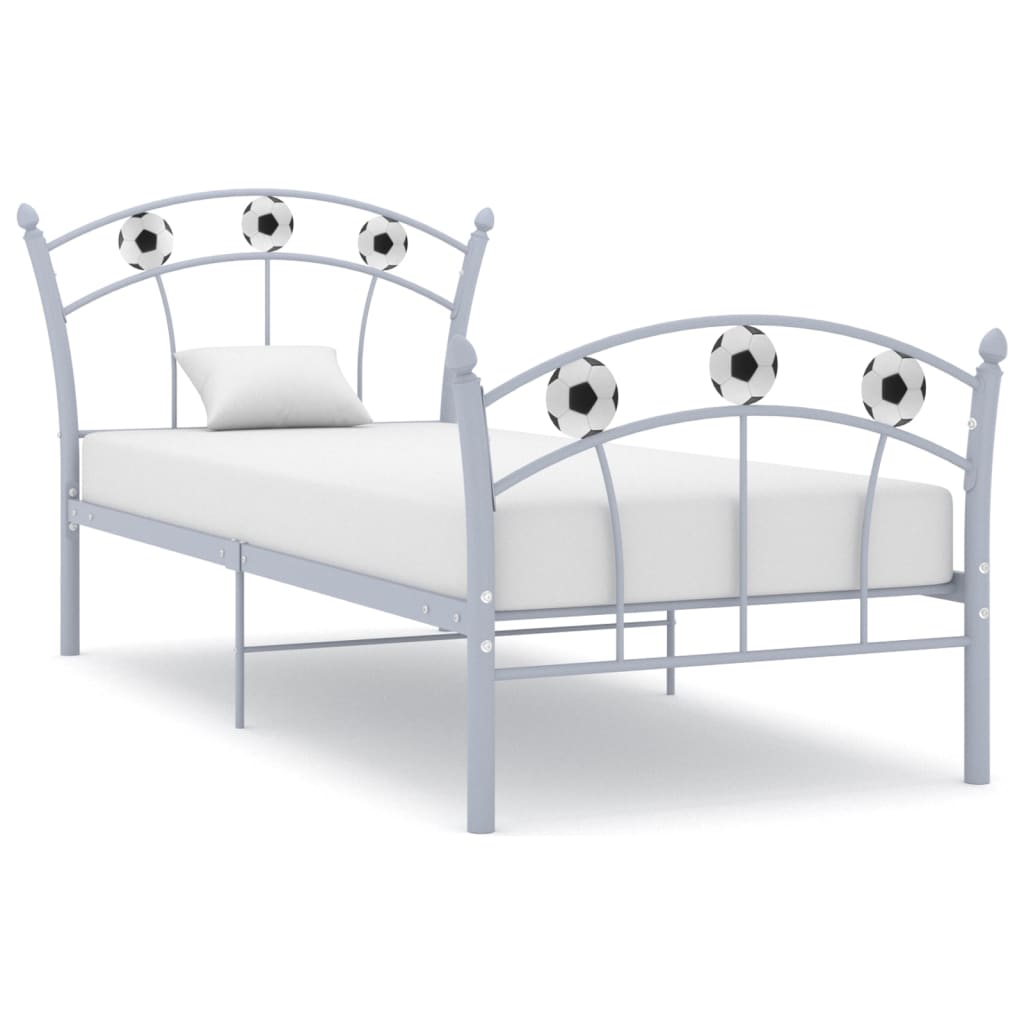 Bed Frame without Mattress Grey Metal 90x200 cm