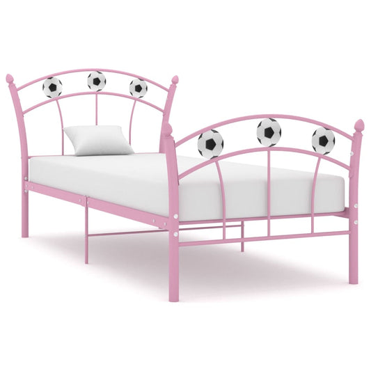 Bed Frame | Pink | Powder-coated metal | Single |  Durable  | Bed Frame
