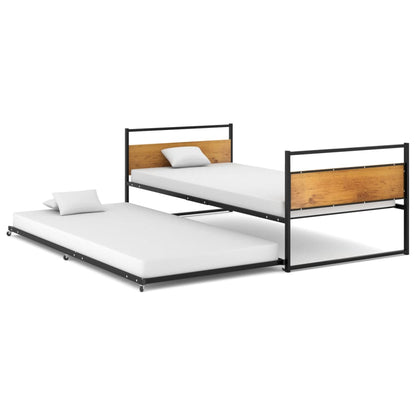 Pull-out Bed Frame without Mattress Black Metal 90x200 cm