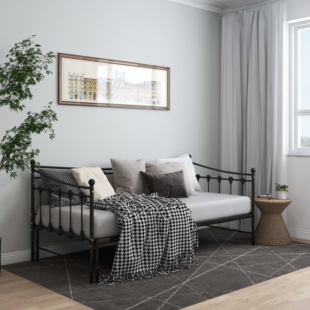 Sofa Bed Frame | Black | Powder-coated metal | 90x200 cm