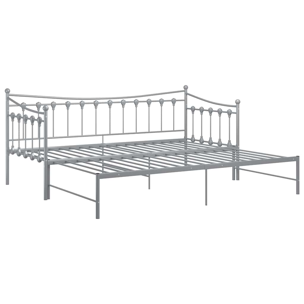 Pull-out Sofa Bed Frame without Mattress Grey Metal 90x200 cm