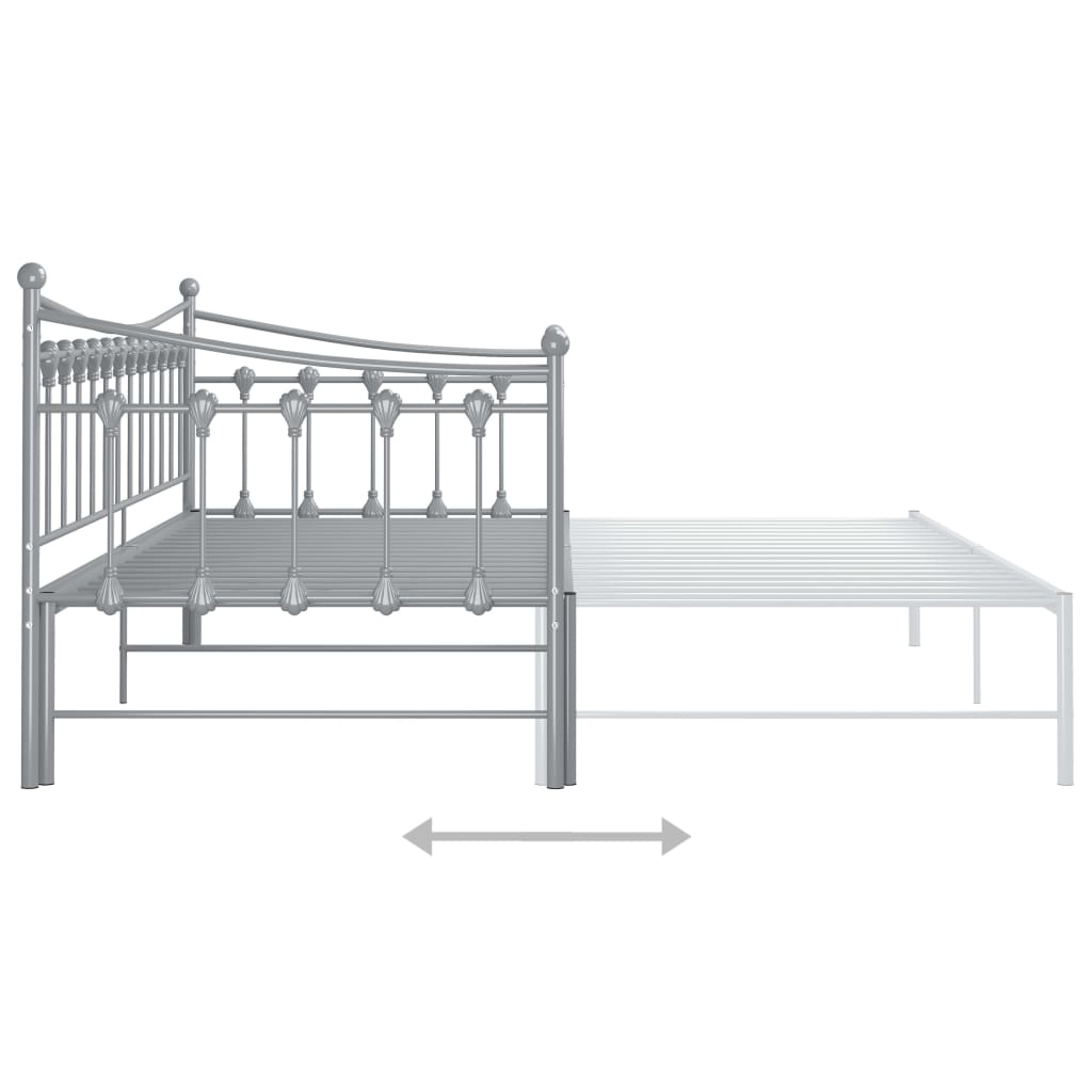 Pull-out Sofa Bed Frame without Mattress Grey Metal 90x200 cm