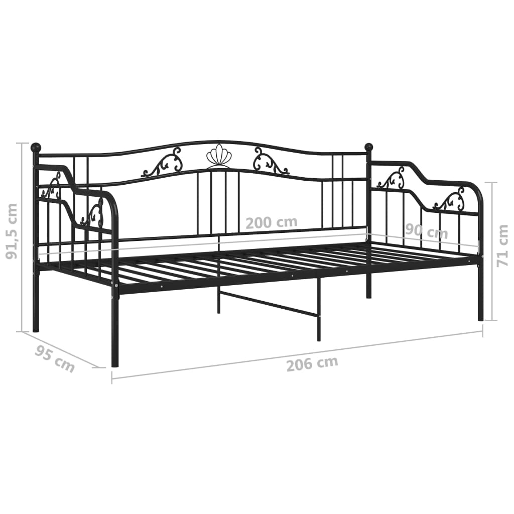 Sofa Bed Frame | Black | Powder-coated metal | 90x200 cm