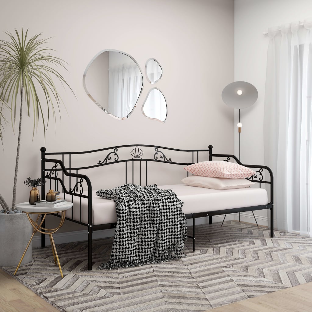 Sofa Bed Frame | Black | Powder-coated metal | 90x200 cm