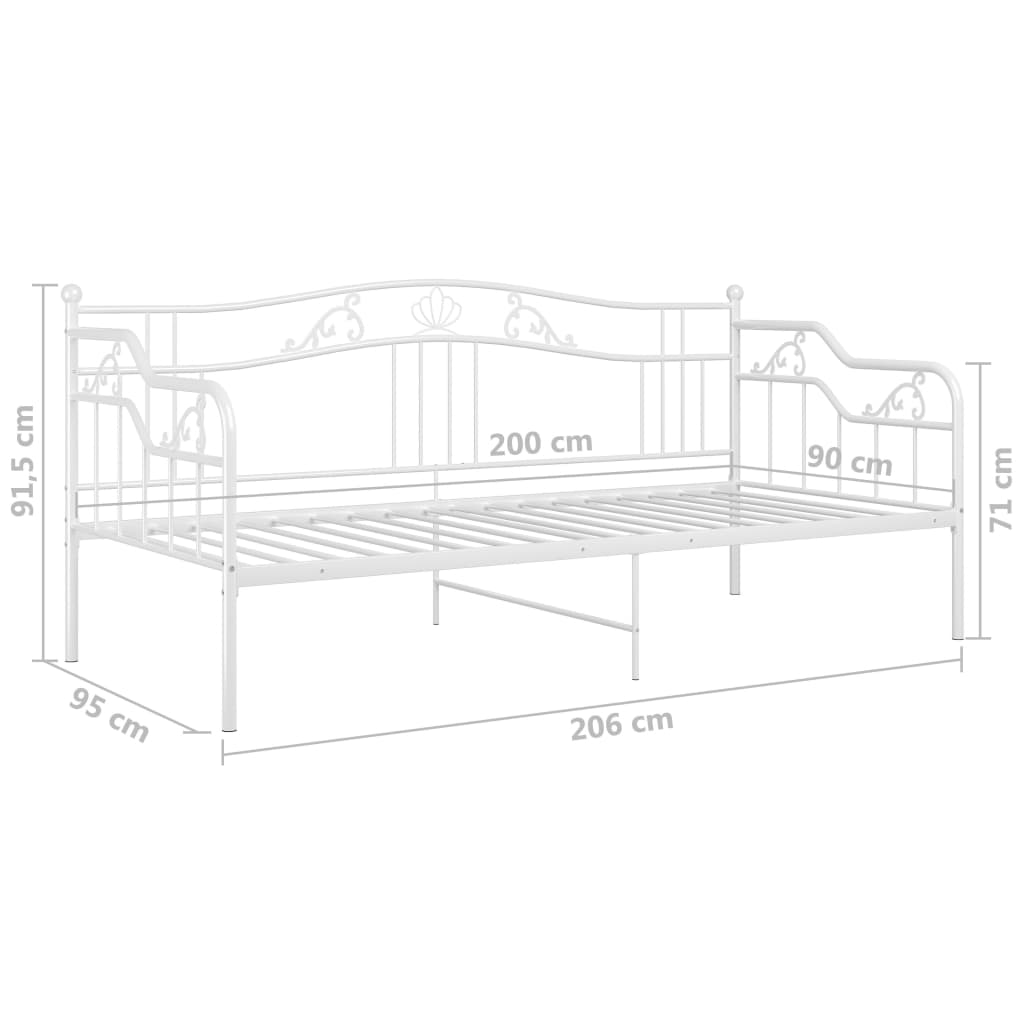 Sofa Bed Frame | White | Powder-Coated Metal | 90x200 cm