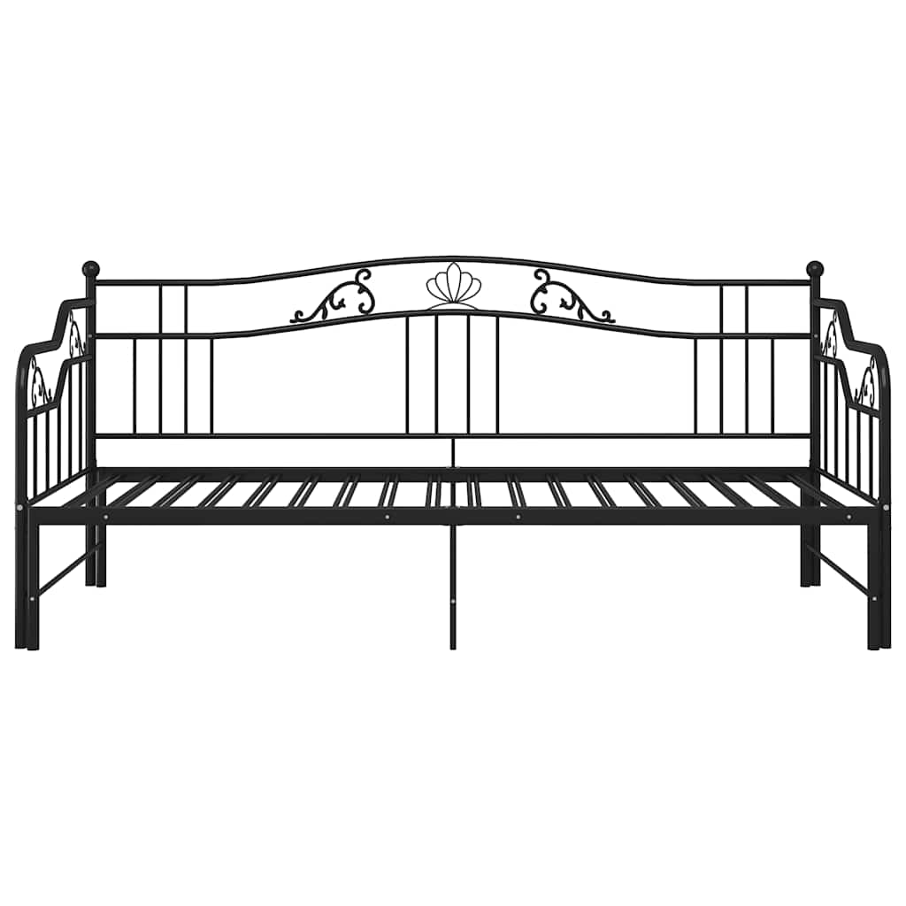 Pull-out Sofa Bed Frame without Mattress Black Metal 90x200 cm