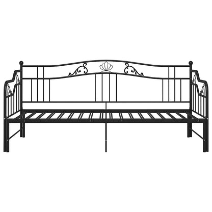 Pull-out Sofa Bed Frame without Mattress Black Metal 90x200 cm