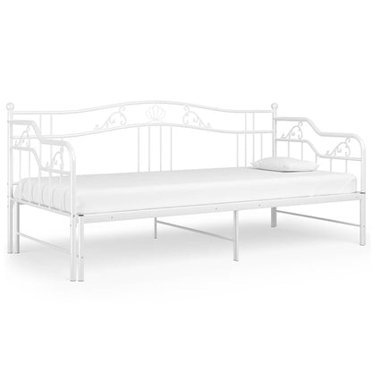 Pull-out Sofa Bed Frame without Mattress White Metal 90x200 cm