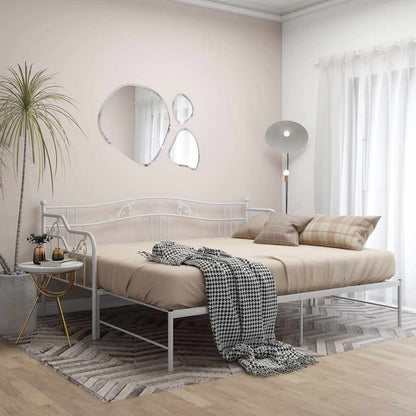 Pull-out Sofa Bed Frame without Mattress White Metal 90x200 cm