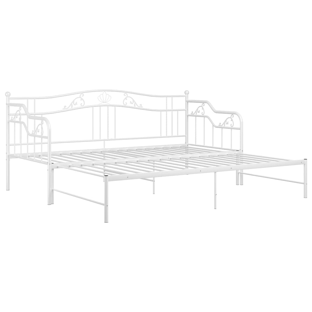 Pull-out Sofa Bed Frame without Mattress White Metal 90x200 cm