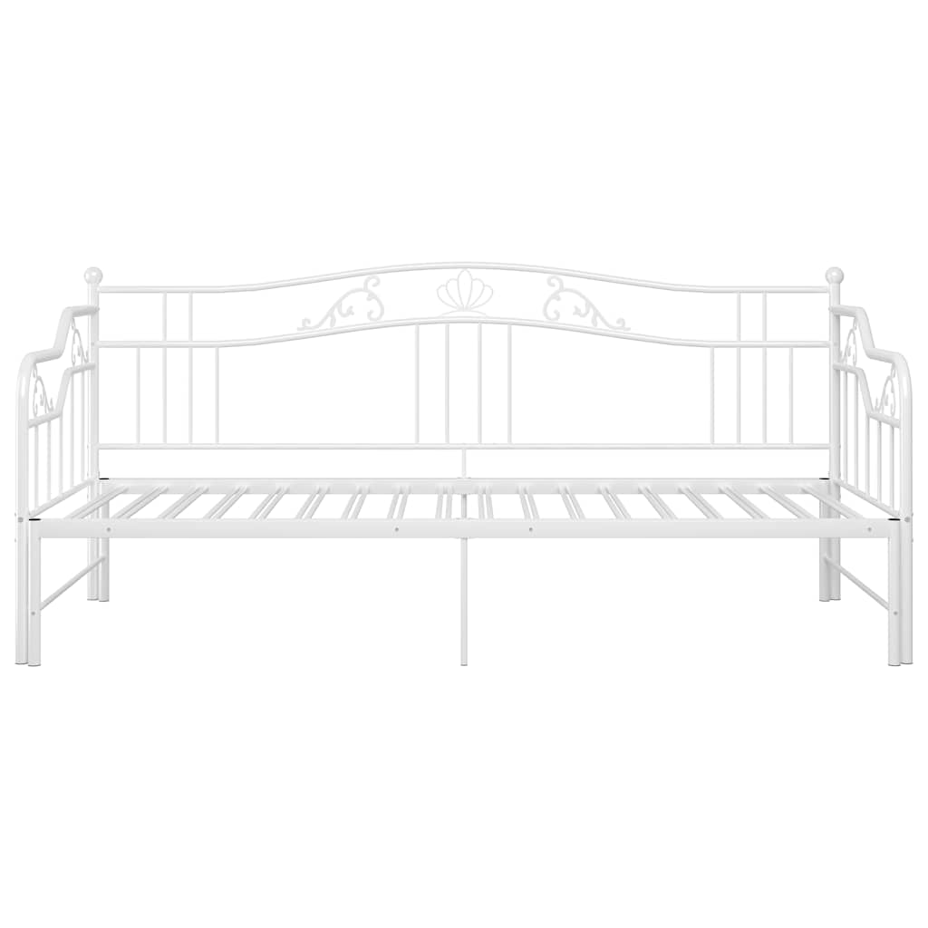 Pull-out Sofa Bed Frame without Mattress White Metal 90x200 cm