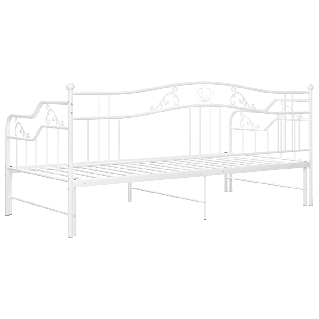 Pull-out Sofa Bed Frame without Mattress White Metal 90x200 cm