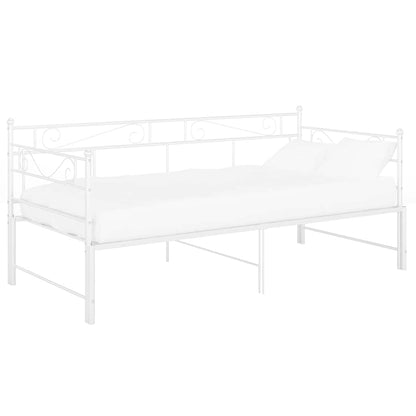 Pull-out Sofa Bed Frame without Mattress White Metal 90x200 cm