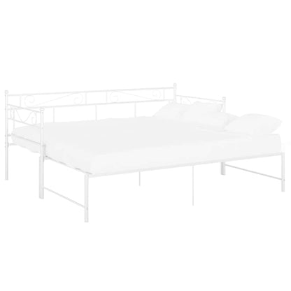 Pull-out Sofa Bed Frame without Mattress White Metal 90x200 cm
