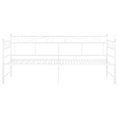 Pull-out Sofa Bed Frame without Mattress White Metal 90x200 cm