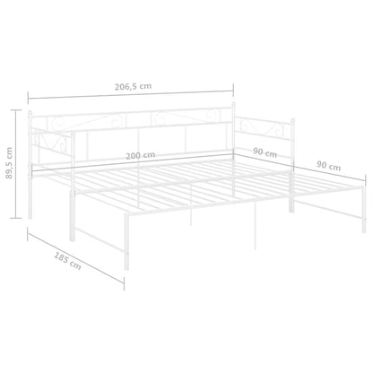 Pull-out Sofa Bed Frame without Mattress White Metal 90x200 cm
