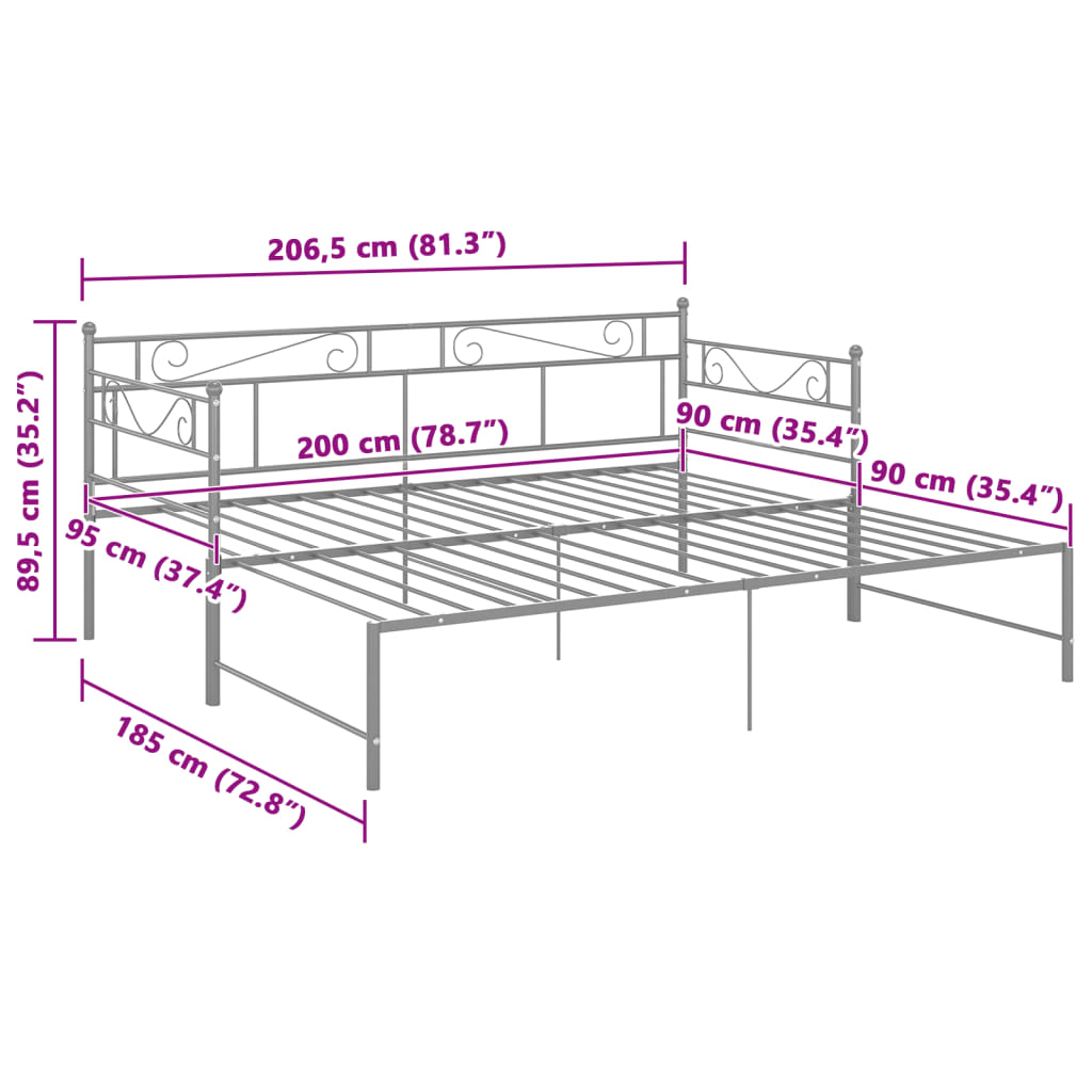 Sofa Bed Frame | Grey | Powder-coated metal | Single and Double