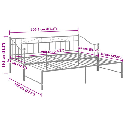Sofa Bed Frame | Grey | Powder-coated metal | 90x200 cm