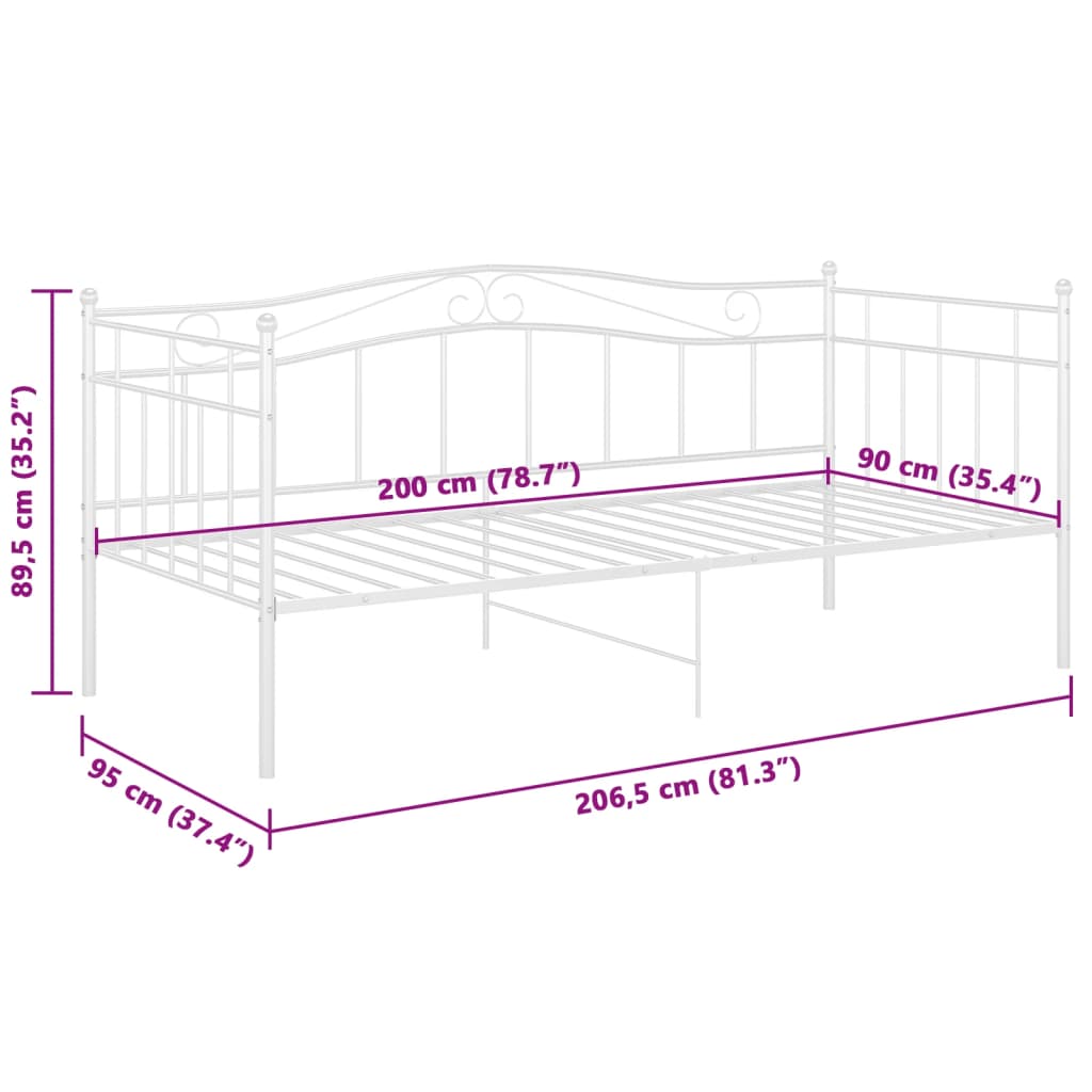 Sofa Bed Frame | White | Powder-coated metal | 90 x 200 cm