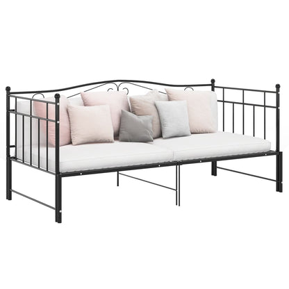 Pull-out Sofa Bed Frame without Mattress Black Metal 90x200 cm