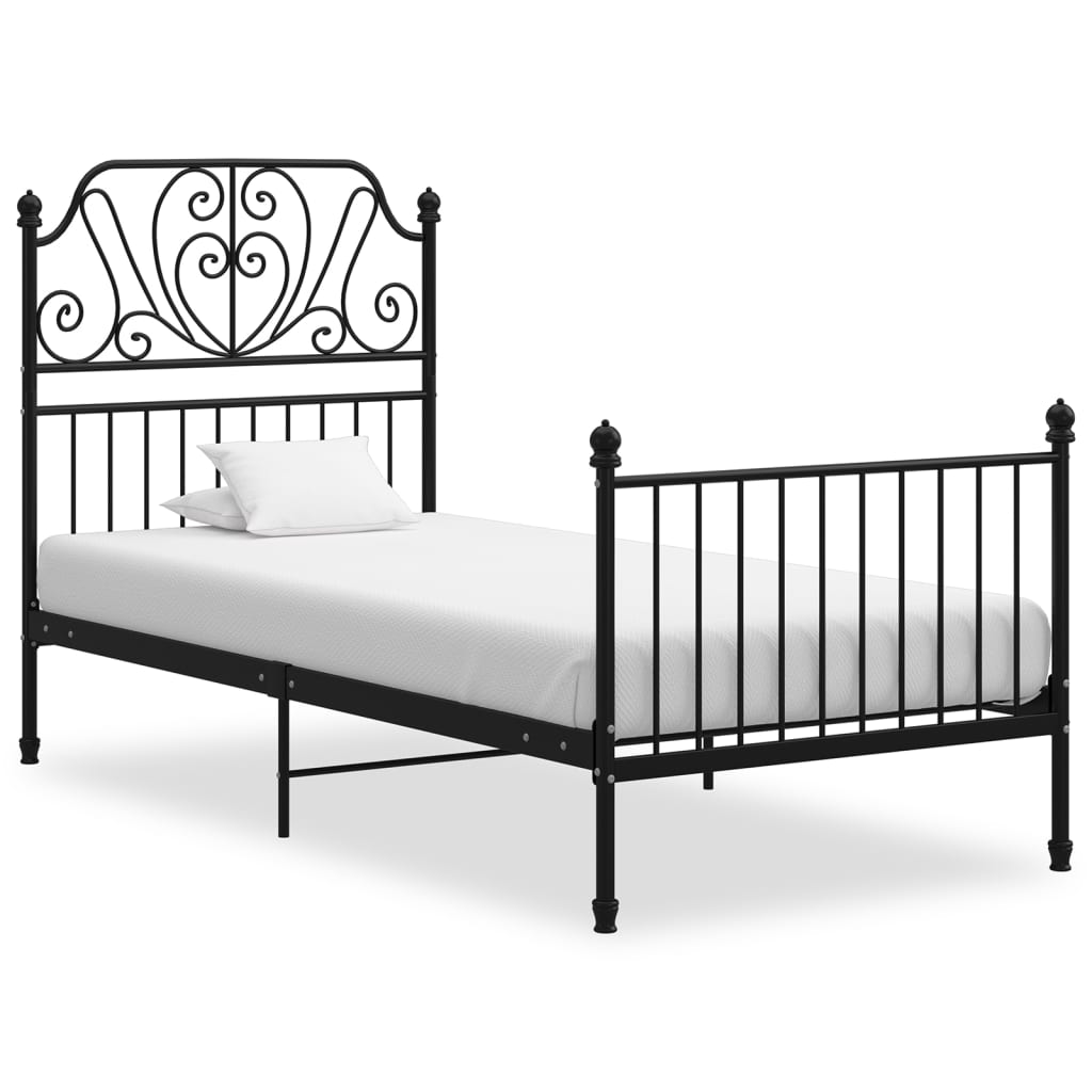 Bed Frame without Mattress Black Metal 90x200 cm