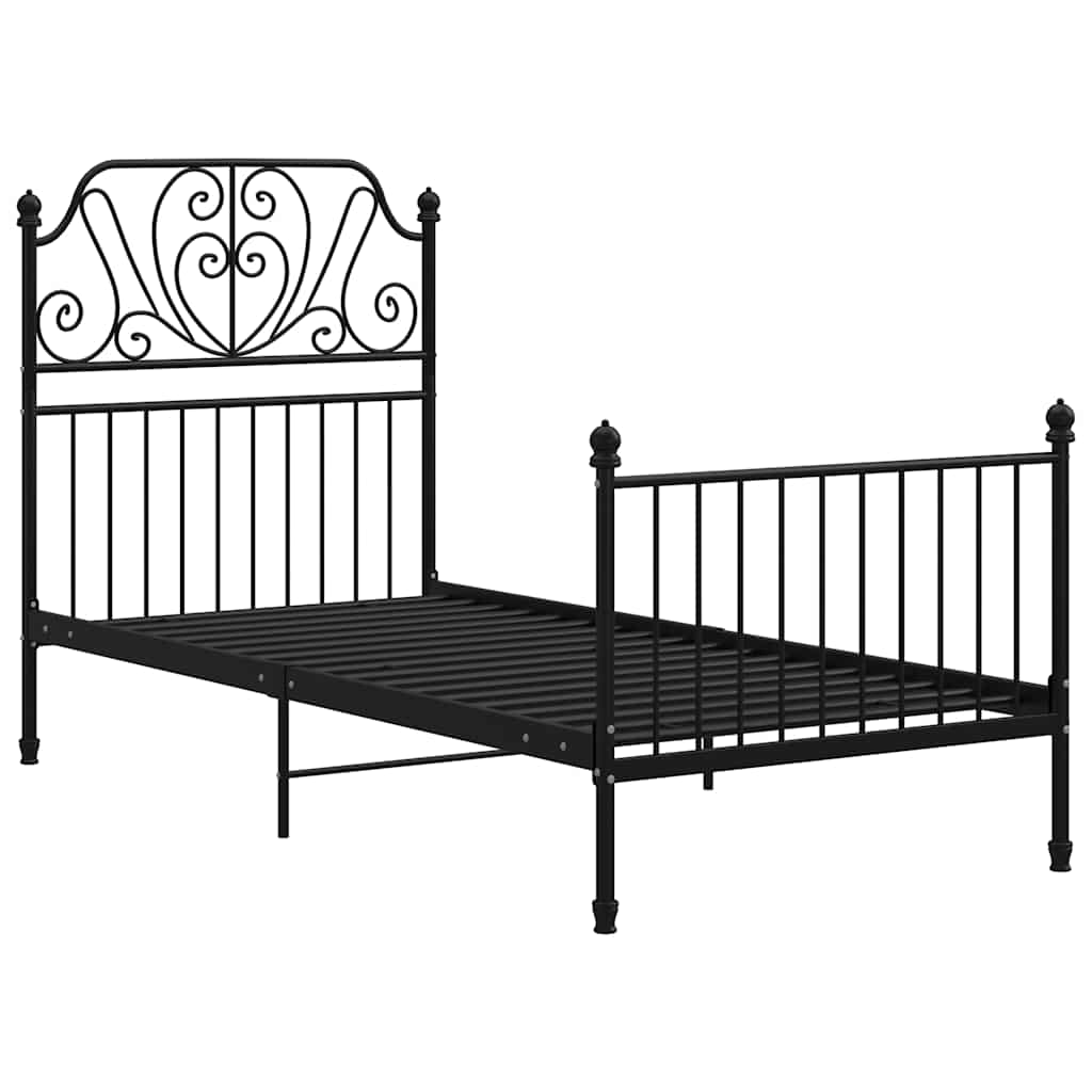 Bed Frame without Mattress Black Metal 90x200 cm
