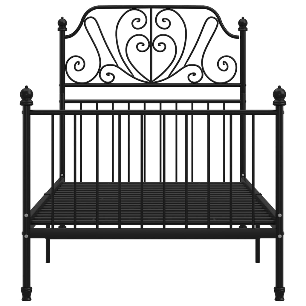 Bed Frame without Mattress Black Metal 90x200 cm