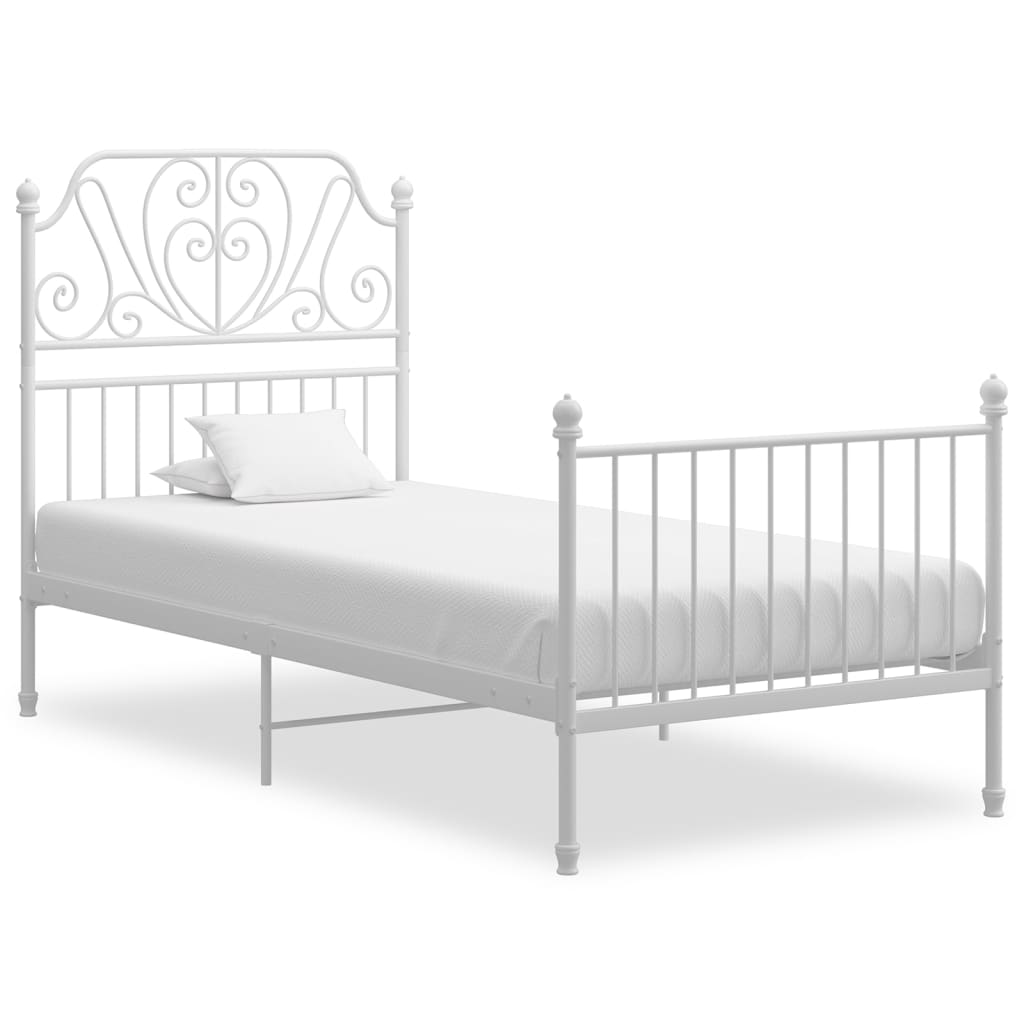 Bed Frame | White | Powder-coated metal | Single | Durable | Bed Frame